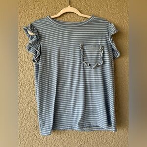 SHEIN Blue Striped Short Sleeve Tee